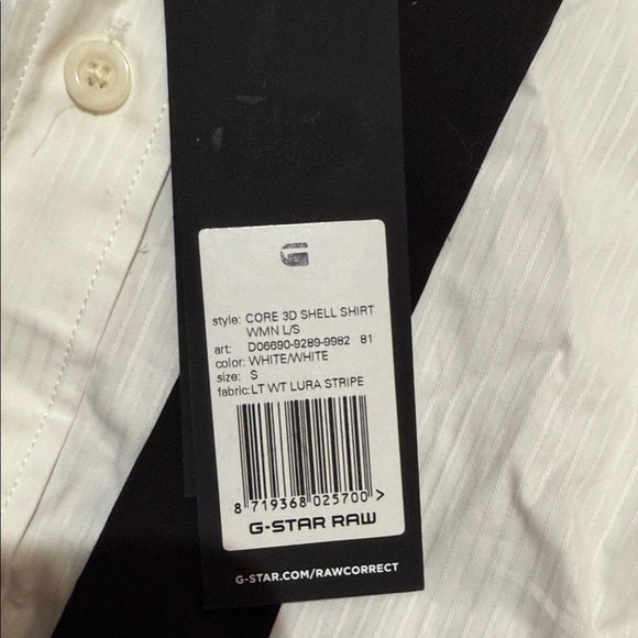 G-Star White Button-Up Shirt with Black Tie Accent - Picture 3 of 6